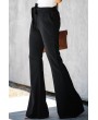 Black Dress to Impress Pocketed Flared Tie Pants