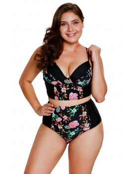 Delicate Floral Push Up High Waist Swimwear Swimsuit