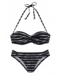Black Boho Stripes Push up Swimwear Set