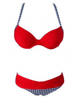 Apparel Red Padded Gather Push-up Swimwear Set
