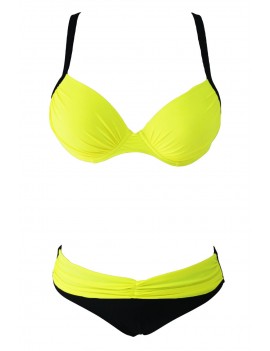 Apparel Yellow Padded Gather Push-up Swimwear Set