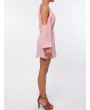 Cold Shoulder Long Sleeve Races Chiffon Pastel Dress - Pink S