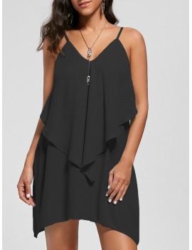 Overlay Flowy Mini Slip Dress - Black 2xl