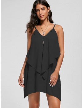 Overlay Flowy Mini Slip Dress - Black 2xl