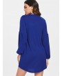 Balloon Sleeve Short Knit Dress - Blue L