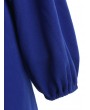 Balloon Sleeve Short Knit Dress - Blue L