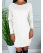 Fleece Convertible Lace Panel Sheath Dress - White M