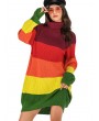 Colorblock Turtleneck Mini Sweater Dress -  S