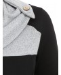 Cowl Neck Mock Button Knitted Midi Dress - Black M