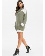 Cowl Neck Faux Fur Trim Heathered Knitted Dress - Camouflage Green S