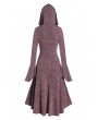 High Low Space Dye Hooded Dress - Cherry Red M