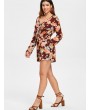 Flare Sleeve Knot Front Floral Romper -  L