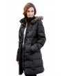 Black Toggle Button Quilted Coat for Women