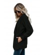 Black Soft Fleece Hooded Open Front Coat