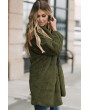 Green Pocketed Faux Fur Longline Coat