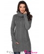Gray Cowl Neck Cable Knit Sweater Dress