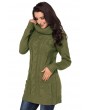 Olive Cowl Neck Cable Knit Sweater Dress