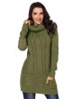 Olive Cowl Neck Cable Knit Sweater Dress