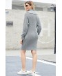 Gray Heap Collar Mini Knit Dress