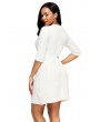 White Cable Knit Fitted 3/4 Sleeve Sweater Dress