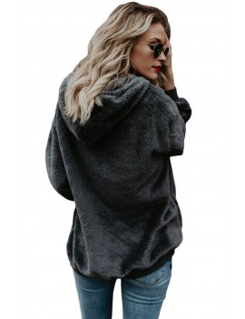 Dark Gray Warm Furry Pullover Hoodie