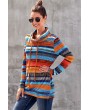 Vibrant Multicolor Cowl Neck Striped Long Sleeve Sweatshirt