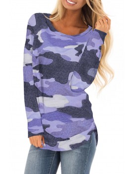 Blue Stand For Something Camo Knit Top