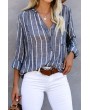 Blue Crisp Air Button Down Embroidered Top