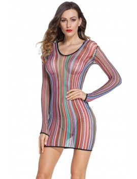 Stripe Fishnet Chemise Dress